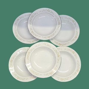 Sango China Japan debutante 3688 Rim Soup Bowl set of 6 dinnerware